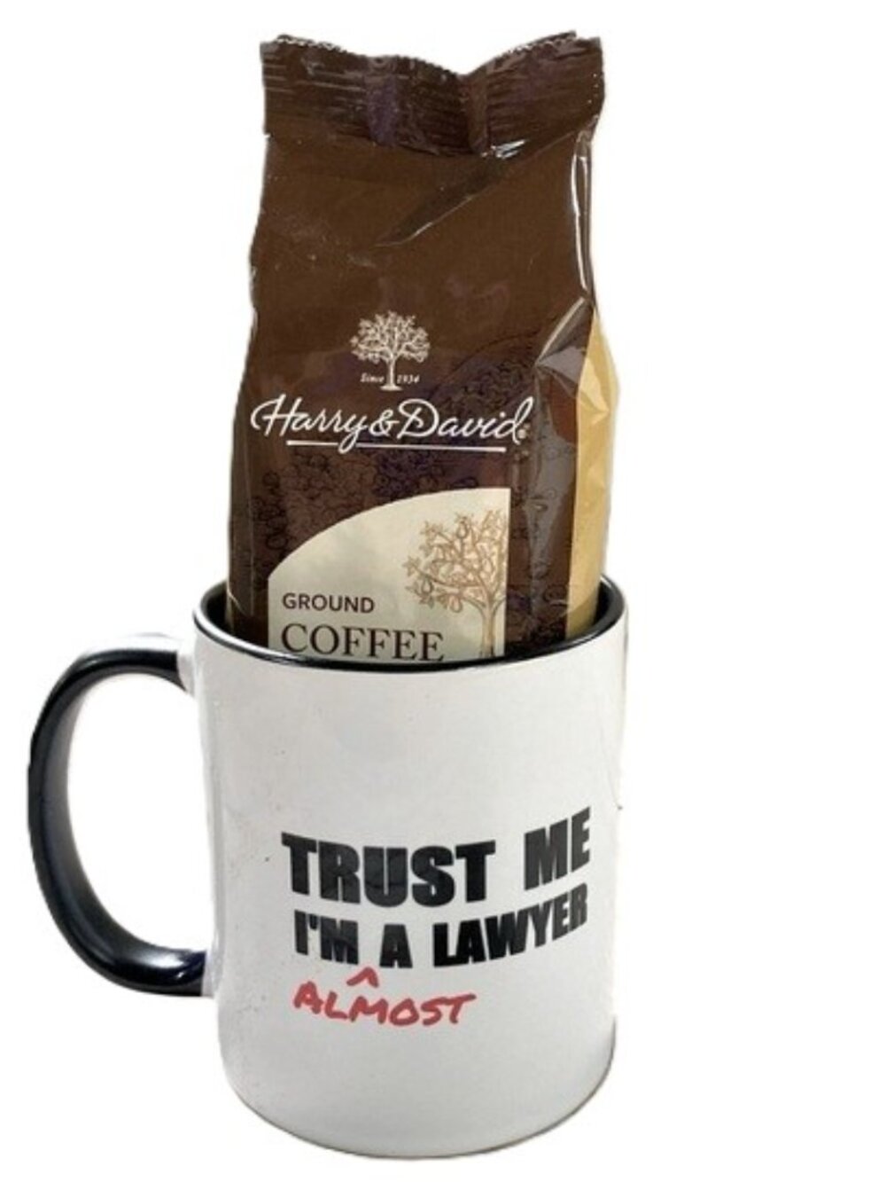Trust Me I'm Almost a Lawyer Mug with Harry and David Attorney GIFT SET